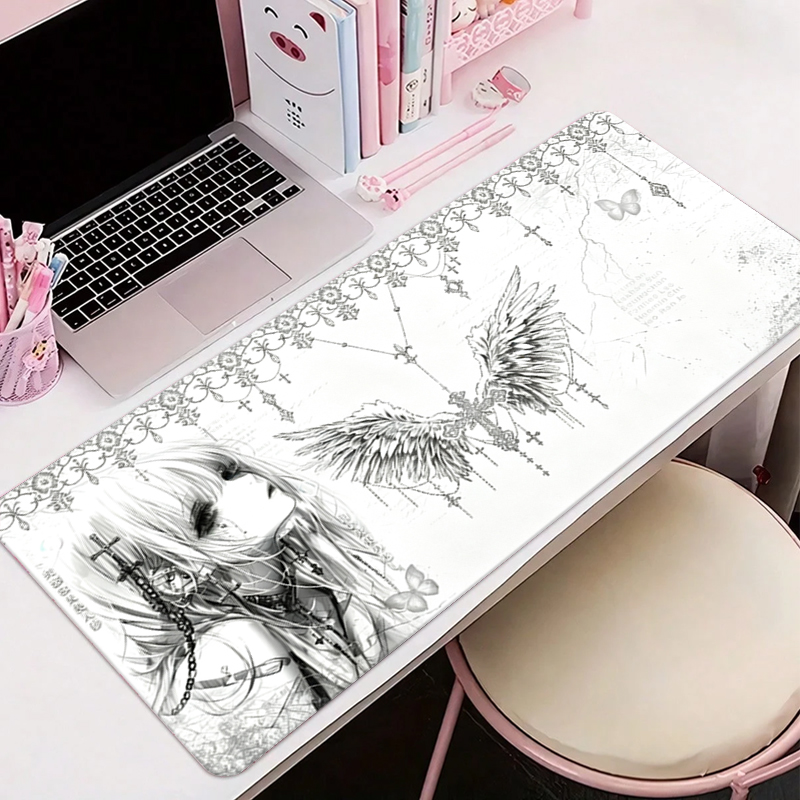 Desk Setup Carpet - Deri Mousepad Siyah Beyaz Anime Estetik