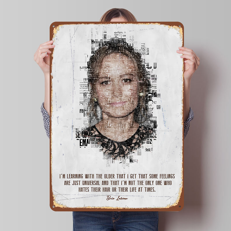 Desk Setup Poster - Brie Larson Alıntı Sanat Teneke Posteri