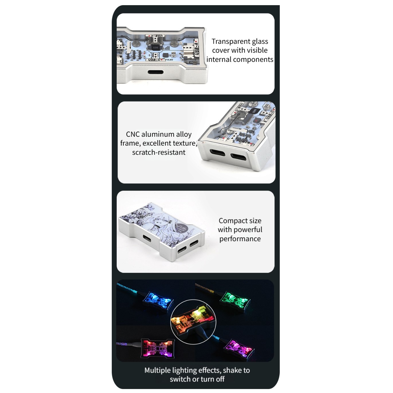 RGB USB Hub 2 Giriş 3 Çıkış Oy - Desk Setup Hub incelemesi ve fiyatı