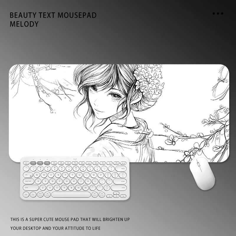 Siyah Beyaz Manga Kız Mouse Pa - Desk Setup Black And White incelemesi ve fiyatı