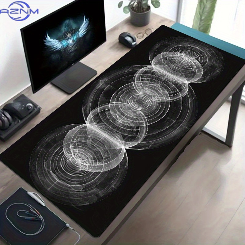 Büyük Siyah Beyaz Spiral Desen - Desk Setup Black And White incelemesi ve fiyatı
