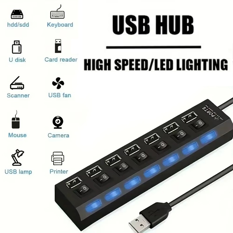 7 Port USB 2.0 Hub Splitter PC - Desk Setup Hub incelemesi ve fiyatı