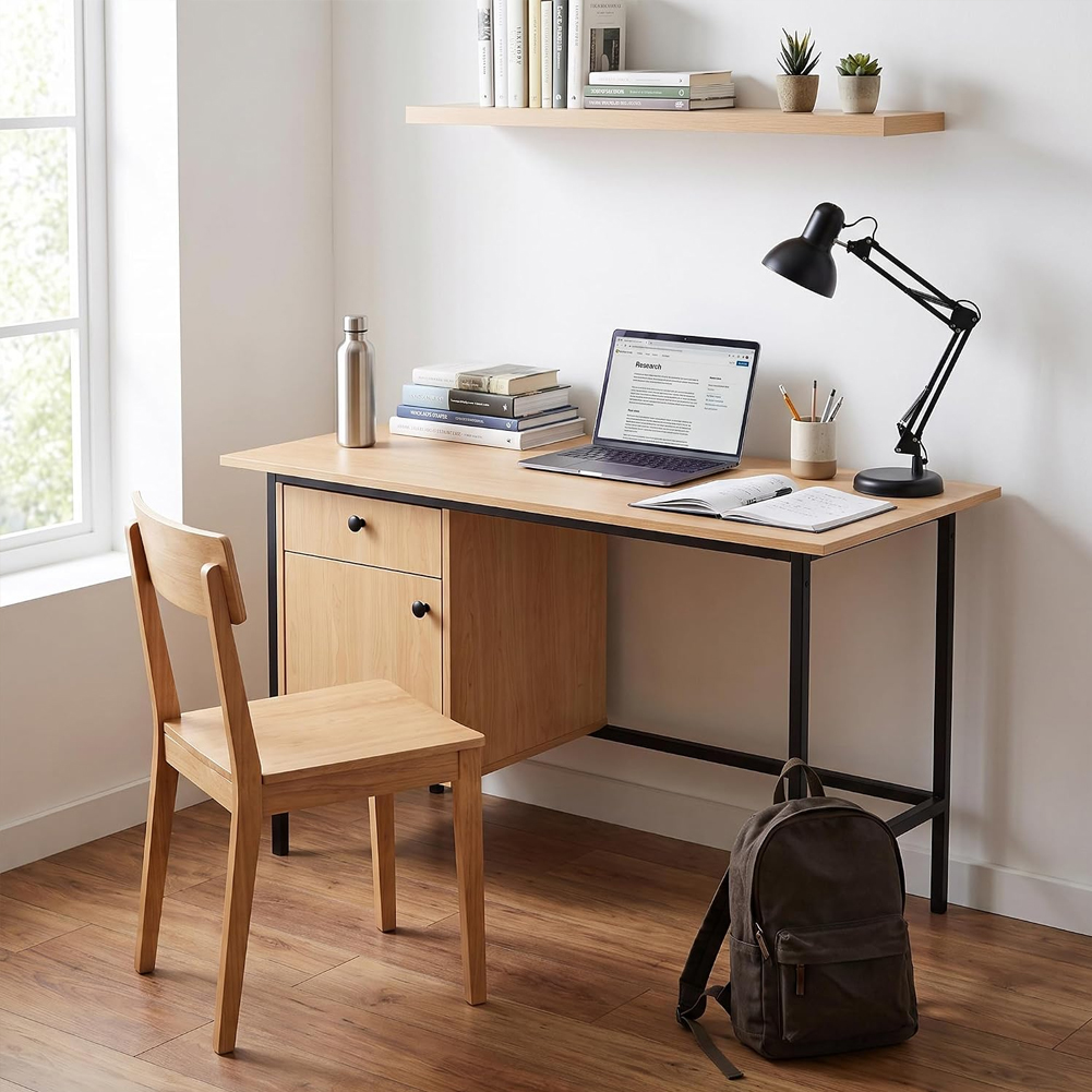Çekmeceli ve Kapılı Depolama A - Desk Setup Oak incelemesi ve fiyatı